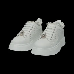 Sneakers platform con catena di perle.Tacco alto 4 cm