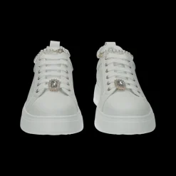 Sneakers platform con catena di perle.Tacco alto 4 cm
