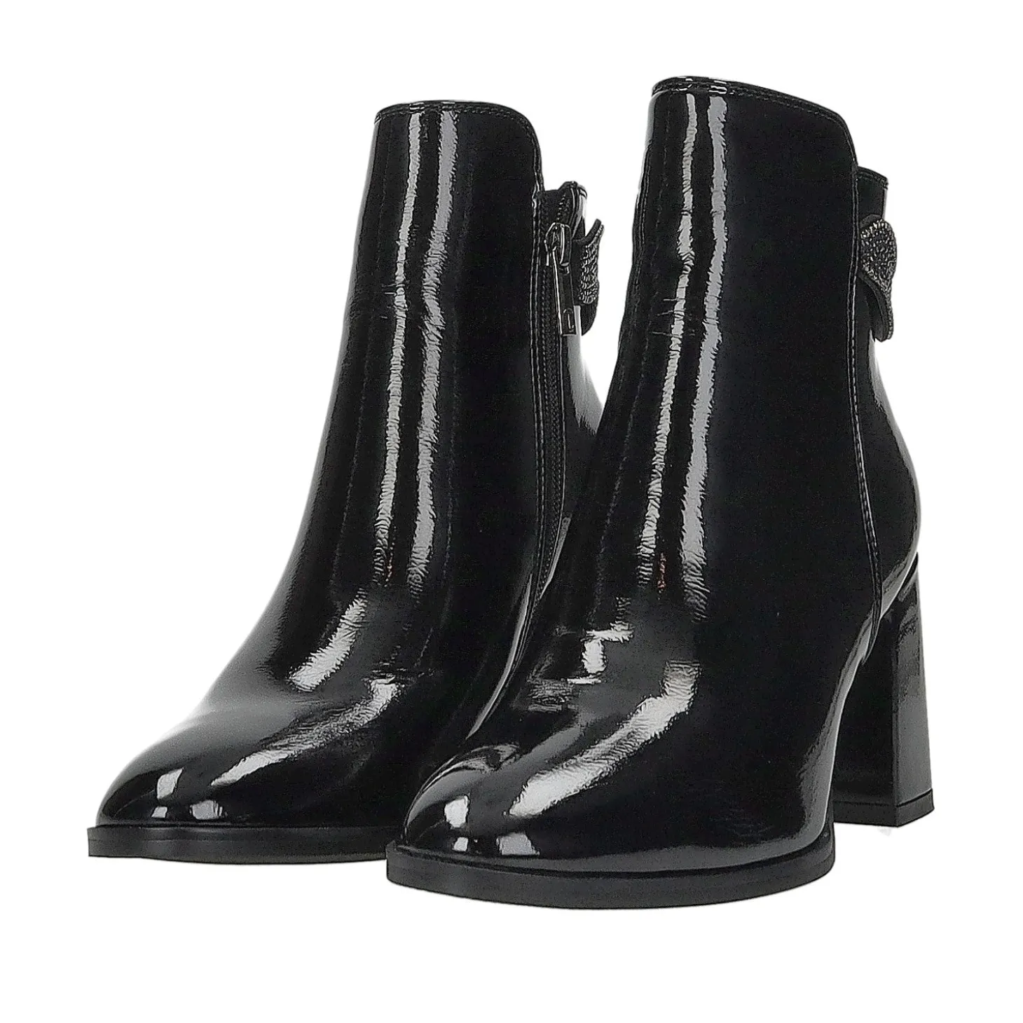 Stivaletti con inserti in strass.Tacco alto 7.5cm