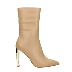 Stivaletti con tacco dorato specchiato alto 10.5cm