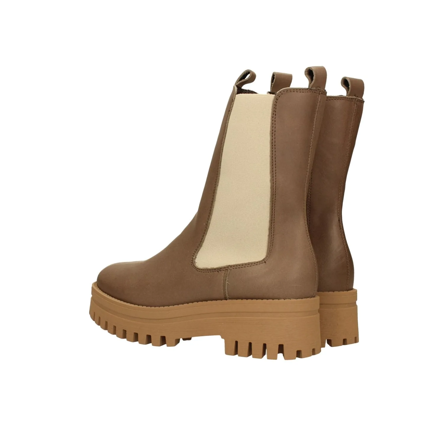 Stivaletti in vera pelle con dettagli chiari a contrasto. Tacco alto 4.5cm