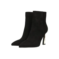 Stivaletti scamosciati con tacco dorato alto 10cm