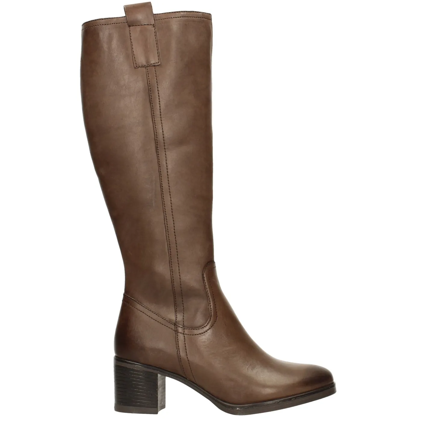 Stivali in Vera Pelle con tacco largo. Alto 6 cm