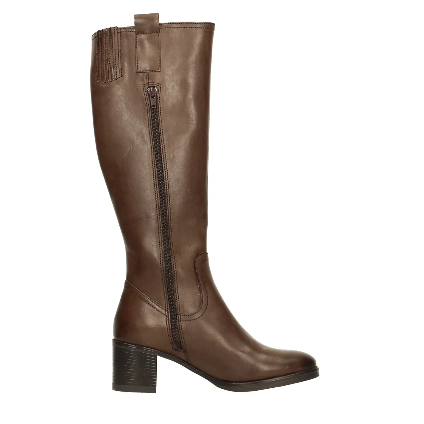 Stivali in Vera Pelle con tacco largo. Alto 6 cm