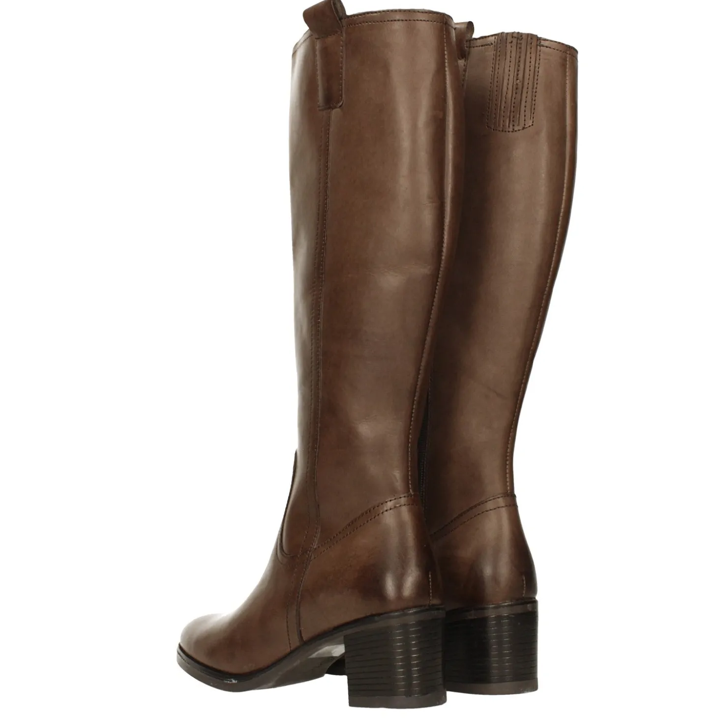 Stivali in Vera Pelle con tacco largo. Alto 6 cm