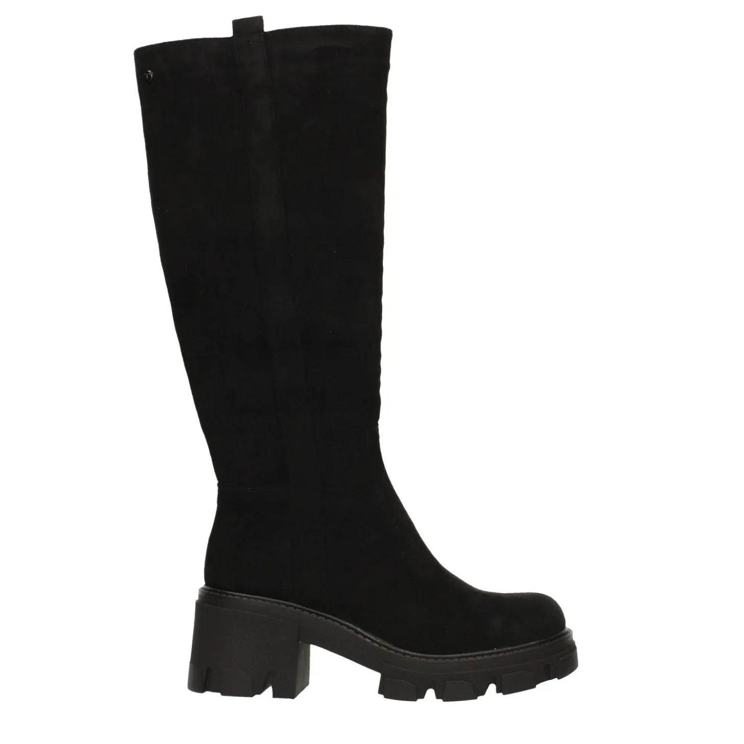 Stivali scamosciati con suola chunky. Tacco alto 6cm