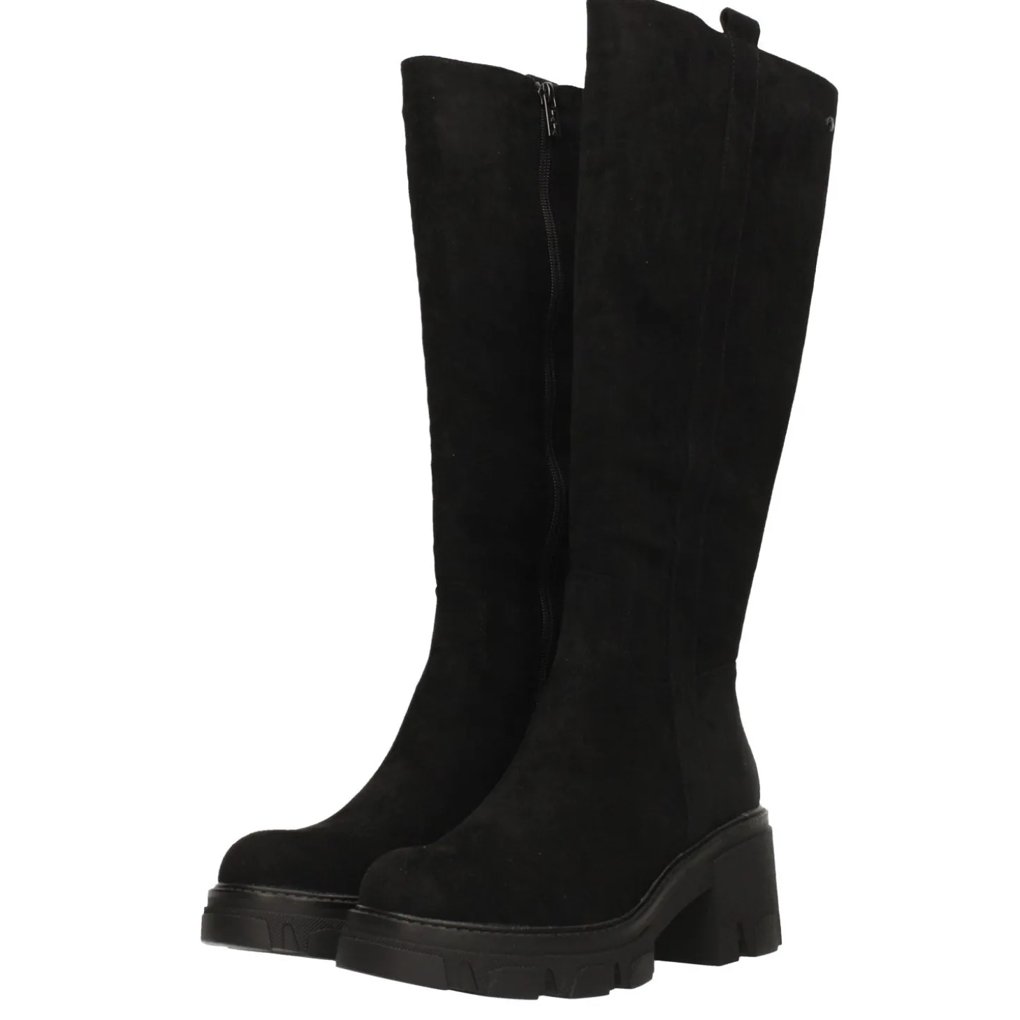 Stivali scamosciati con suola chunky. Tacco alto 6cm